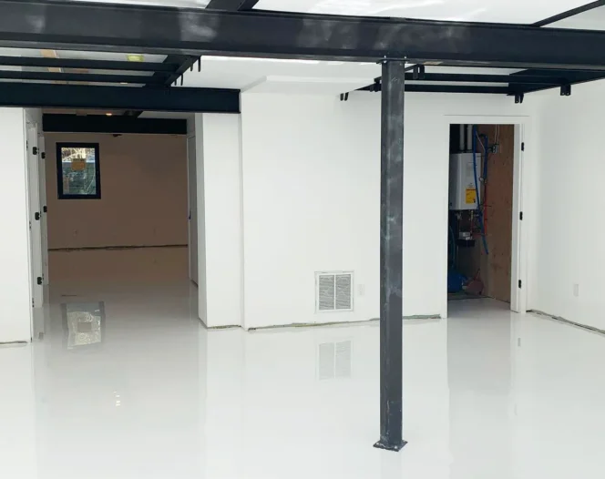 white basement floor